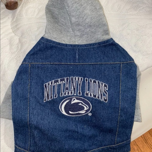 Penn State Nittany Lions Dog Puppy Denim Jacket Sz Small - Picture 2 of 4